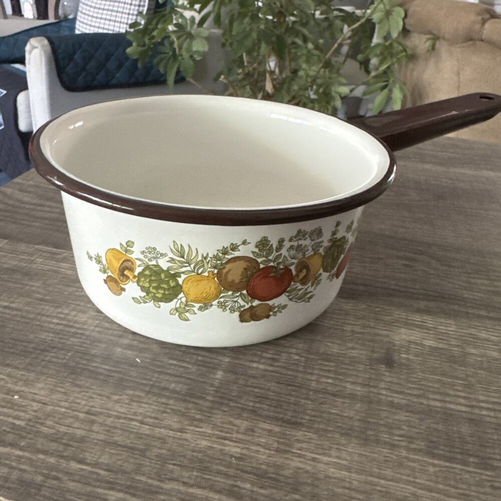 Vintage Spice Of Life Enamelware Saucepan 1970s No Lid